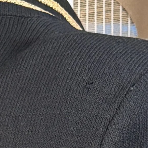 St John Collection Black Knit Jacket Women’s Size 6 Gold Trim Military Style - Picture 6 of 9